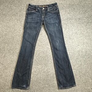 Rock Revival Hazel Jeans Womens 29 Blue Distressed Bootcut Low Rise Embroidered